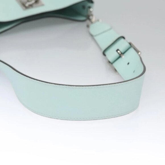 Salvatore Ferragamo Gancini Shoulder Bag Leather Silver Peppermint Auth BD070AV - Picture 8 of 16